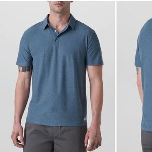 Vuori Mens Strato Tech Performance Polo pool Blue heather Polo Shirt Size large